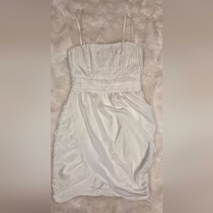 H&M White Pleated Bodice Waist Dress